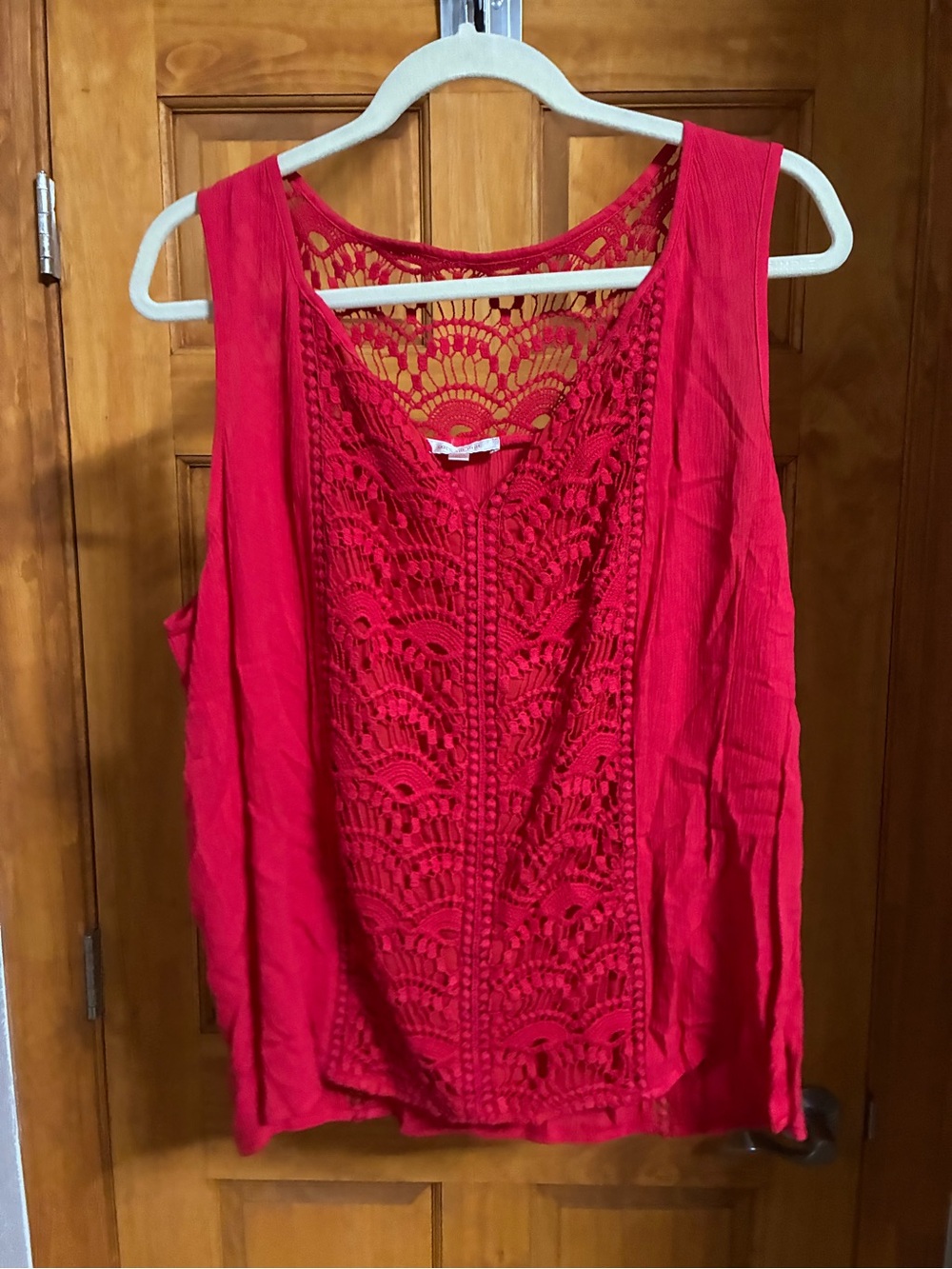Red Crochet Front Sleeveless Tank - Picture 1 of 3
